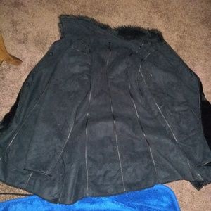 Anne Klein black coat with fur trimming